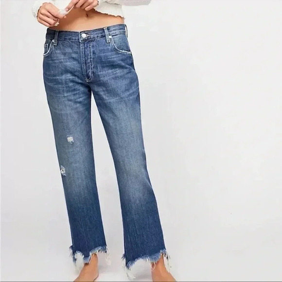 Free People Denim - NWT Free People We The Free Maggie Mid Rise Straight In Sequoia Blue Sz 25